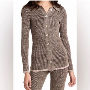 Rails Rory Sweater in Brown Multi Luxury Women’s Cardigan Ribbed Silk Blend XS